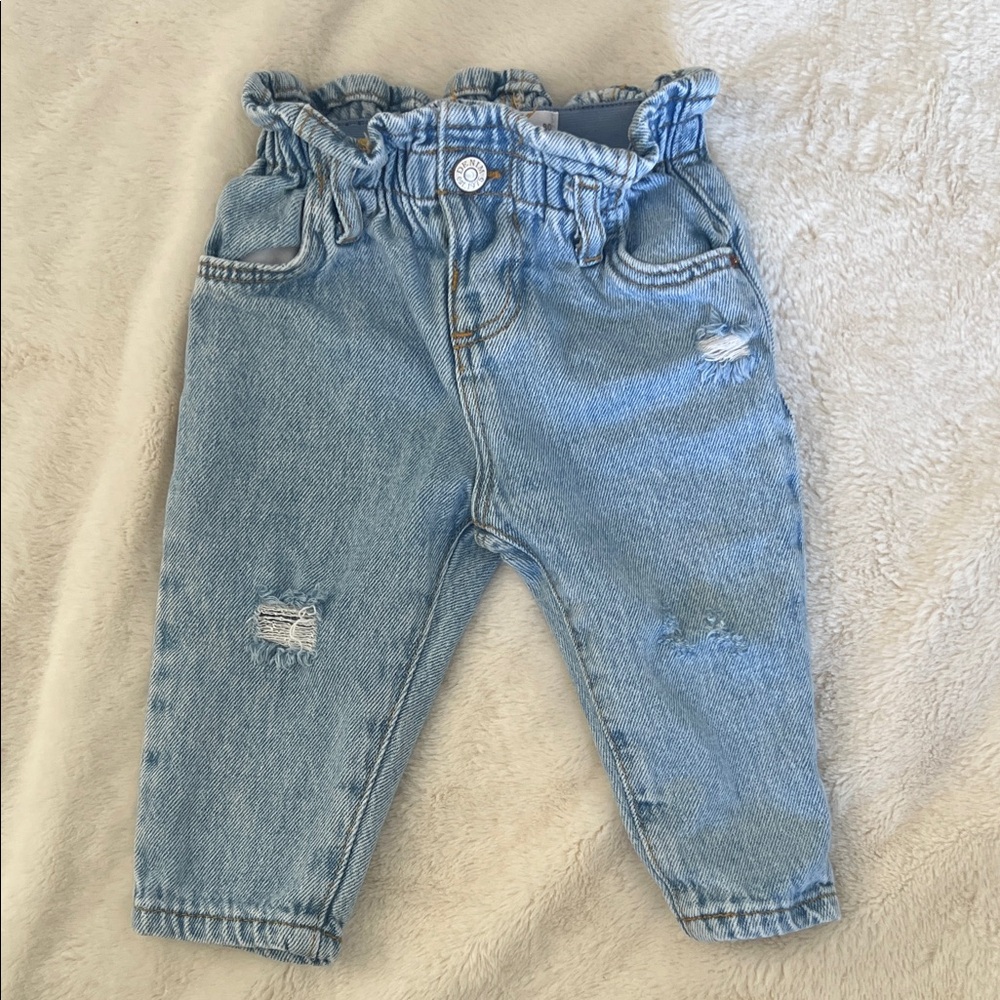 Zara baby Ruffled Light Blue barrel Jeans